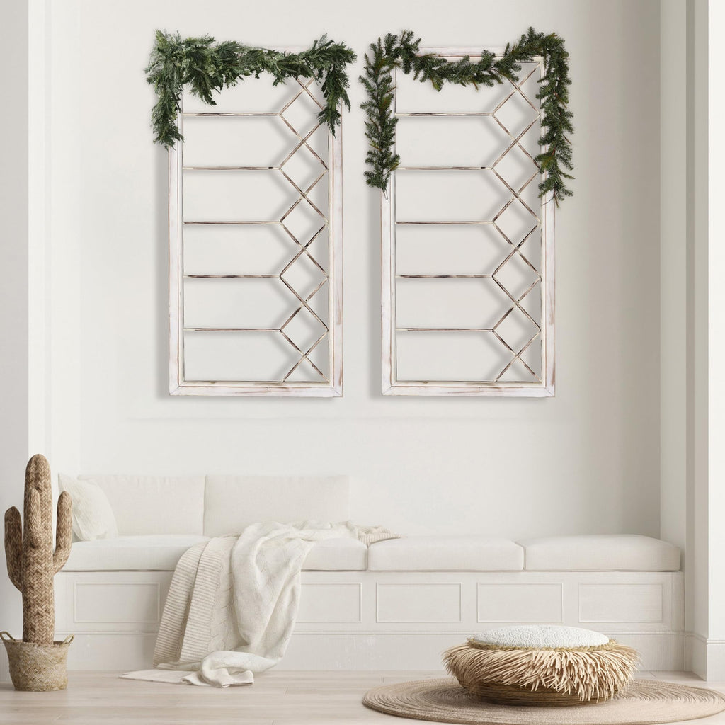 Wood Window Frame Wall Art, 39"x 20" Rustic Wall Decor