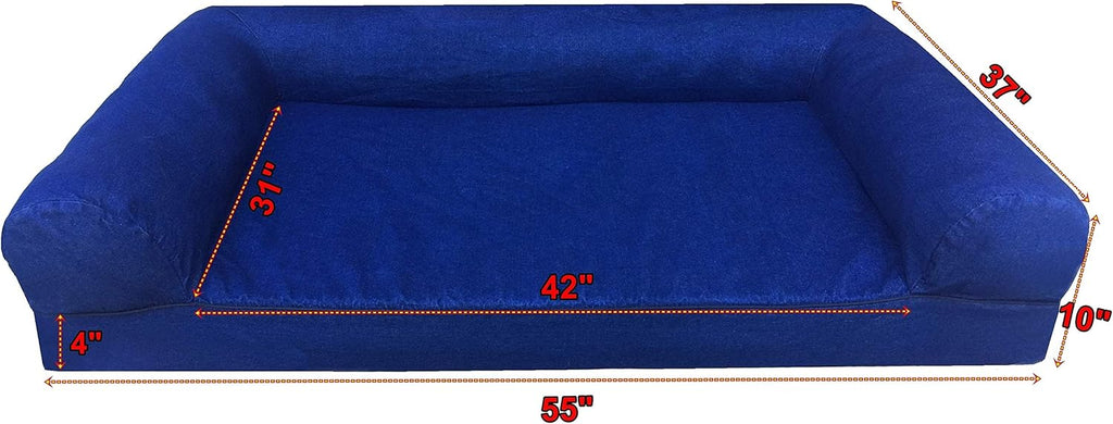 Premium Orthopedic Gel Memory Foam Pet Sofa Bed with Waterproof Liner and Denim Cover Couch Lounger 55"X37"