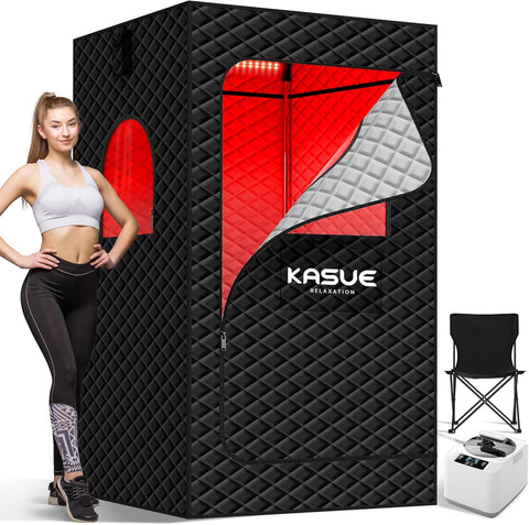 KASUE Portable Steam Sauna Tent for Home, Infrared Sauna with 3L Steamer, 9 Temp Levels & 99 Min Timer