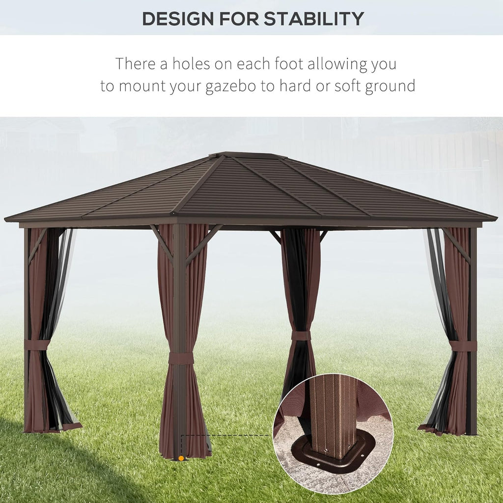 10' x 12' Hardtop Gazebo with Curtains and Netting