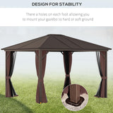 10' x 12' Hardtop Gazebo with Curtains and Netting