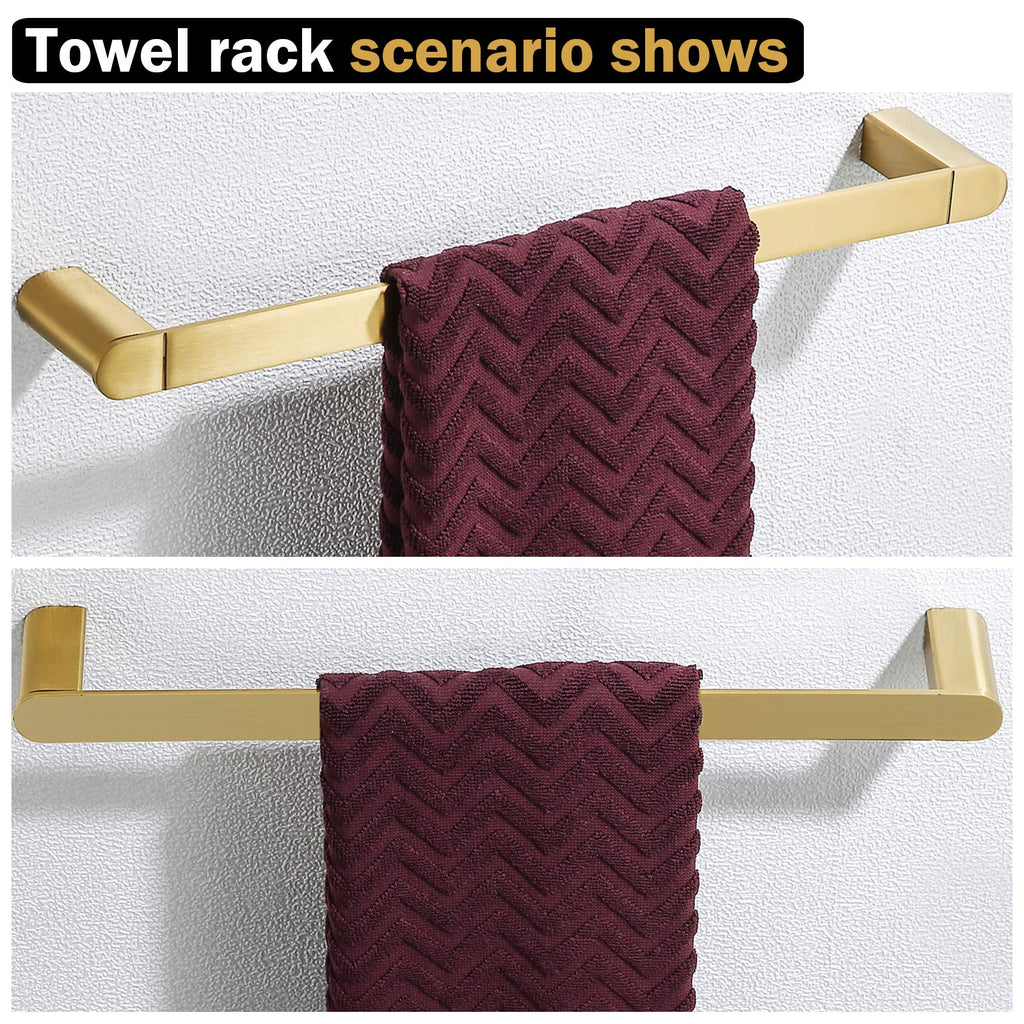 Brushed Gold Bathroom Hardware Set Bathroom Towel Holder Set 4 Piece Include 18" Gold Towel Bar Toilet Paper Holder