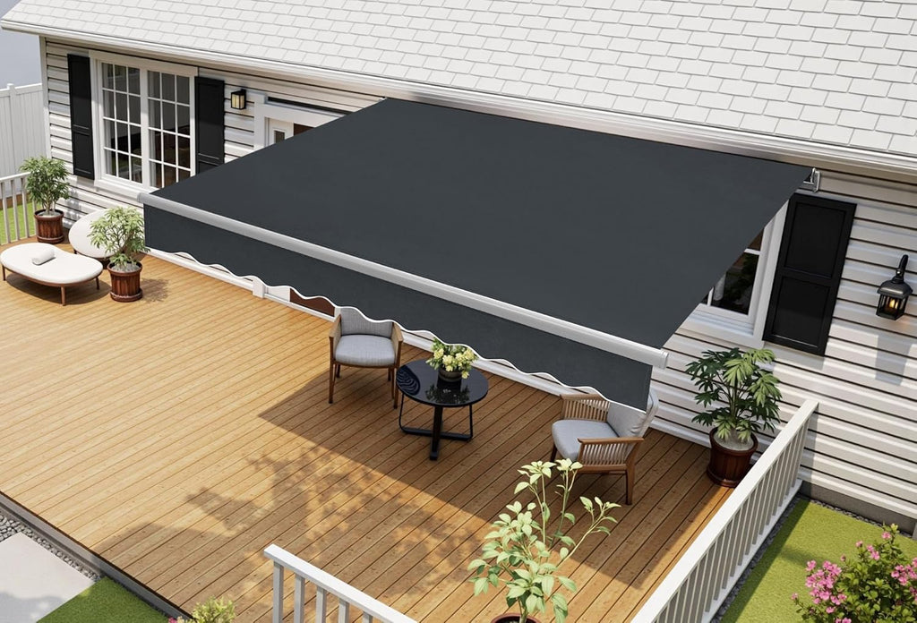 Patio Awning 12x8 Feet Sunshade Canopy for Manual Retractable Awnings, with Aluminum Frame and 280G Polyester Fabric