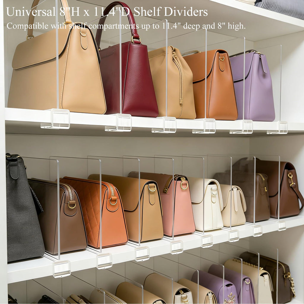 Acrylic Purse Organizer for Closet Shelf Dividers Organization Enthusiasts