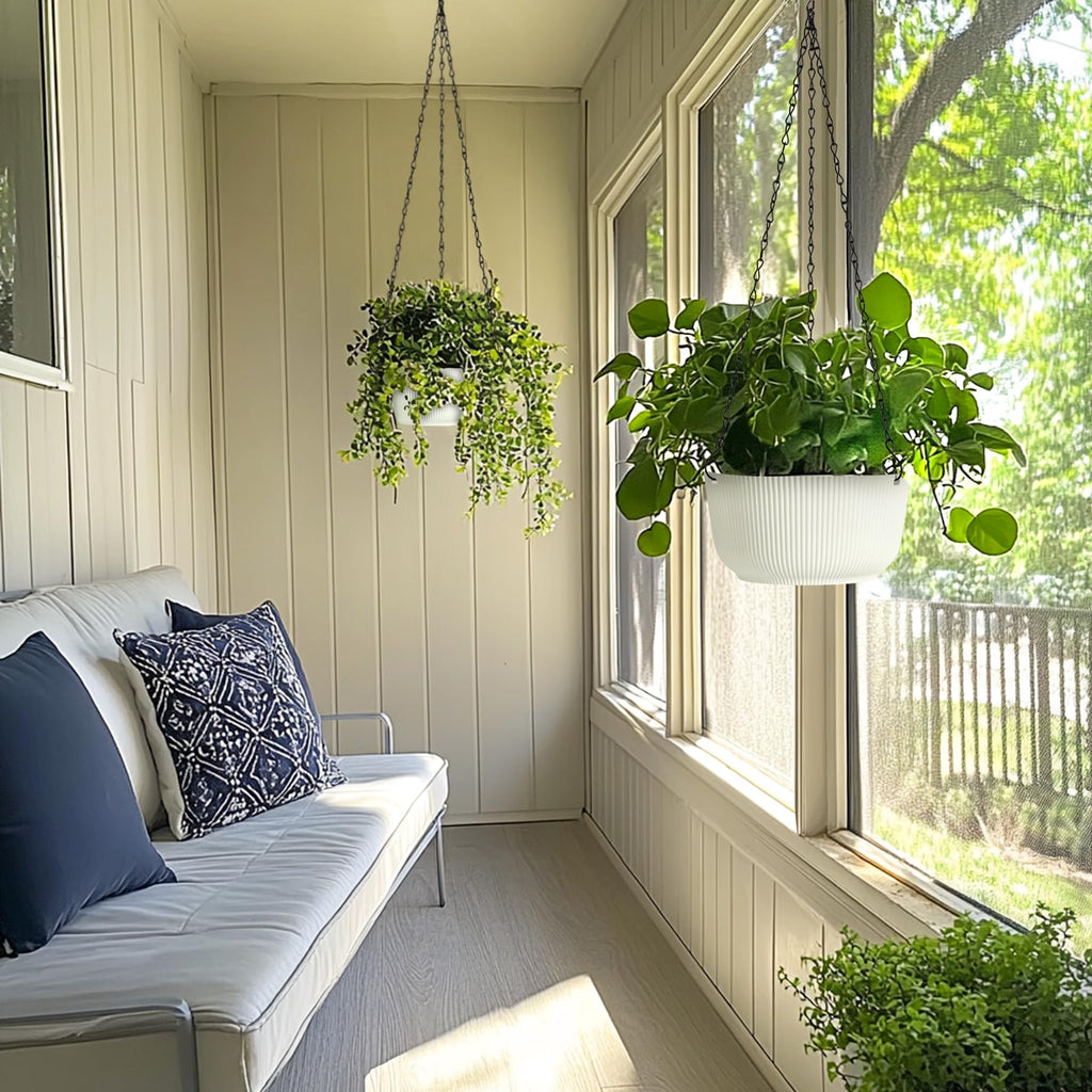 Hanging Planters for Indoor Outdoor, 8 Inch Self Watering Pots, 2 Pack