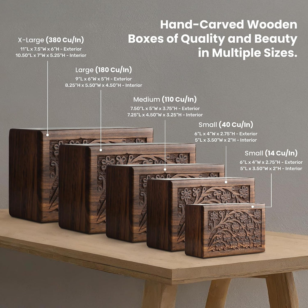 SIC Pet Urns for Dogs Ashes - Small Wooden Cremation Urn Box for Dog Cat & Puppy, Tree of Life Rosewood Funeral