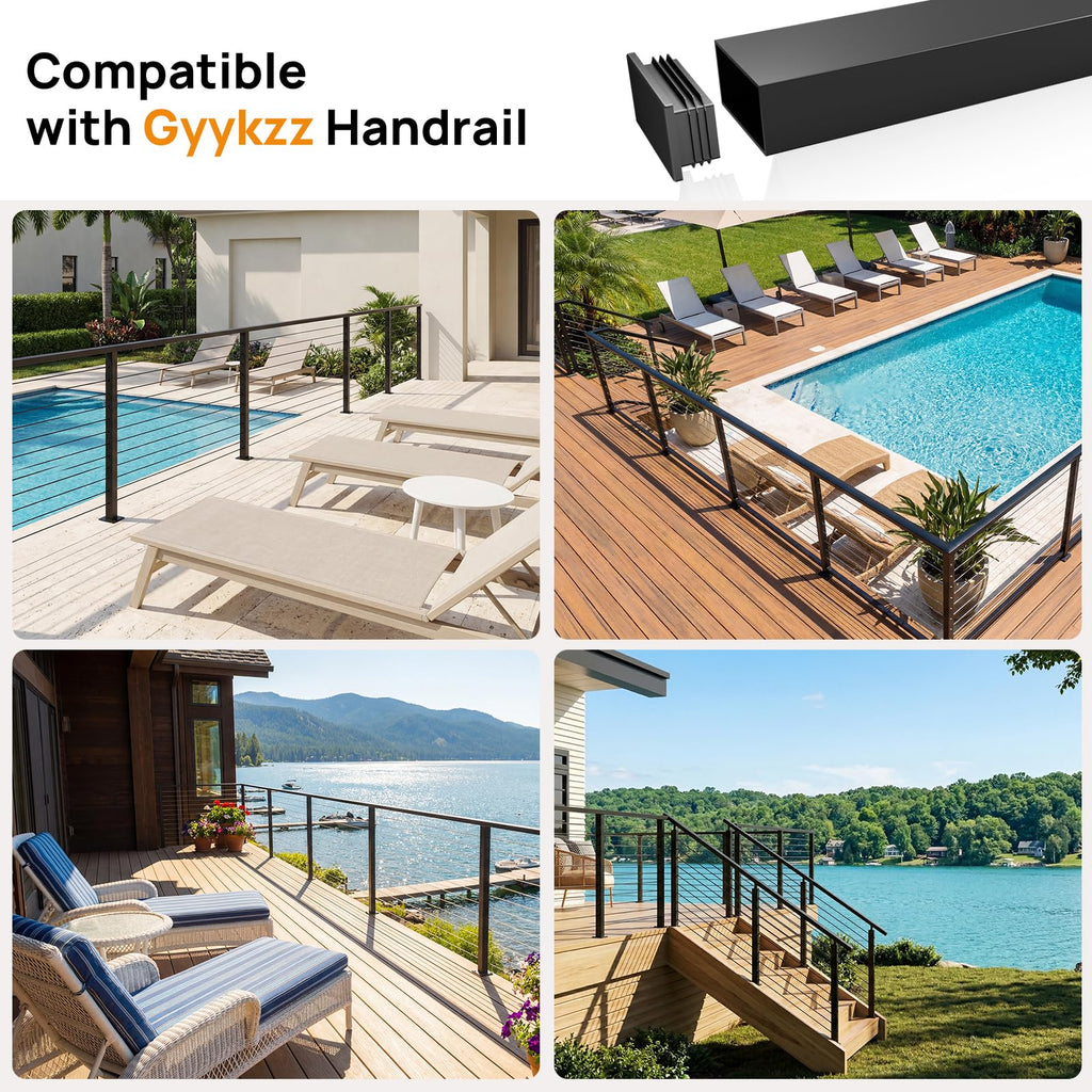 8 Pack Plastic End Cap Fit for 2.36" x1.18" Stainless Steel & Aluminum Flat Handrail, Rectangle Handrail Accessories