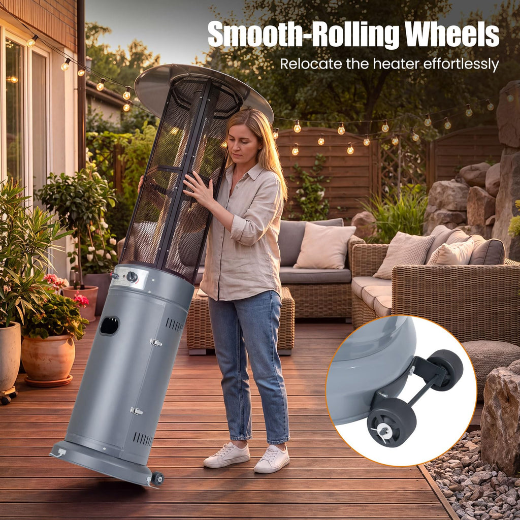 Propane Patio Heater with Wheels, Easy Ignition, 34,000 BTU