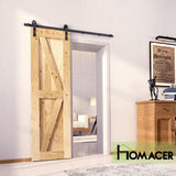 5-in-1 Design Solid Natural Pine Wood Barn Door, 26in Wide 84in High, Unfinished and Unassembled, wi