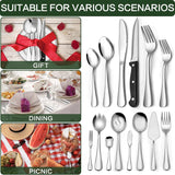 80 Pieces Silverware Set with Serving Utensils Set, Stainless Steel Flatware Set for 12 with Steak Knives