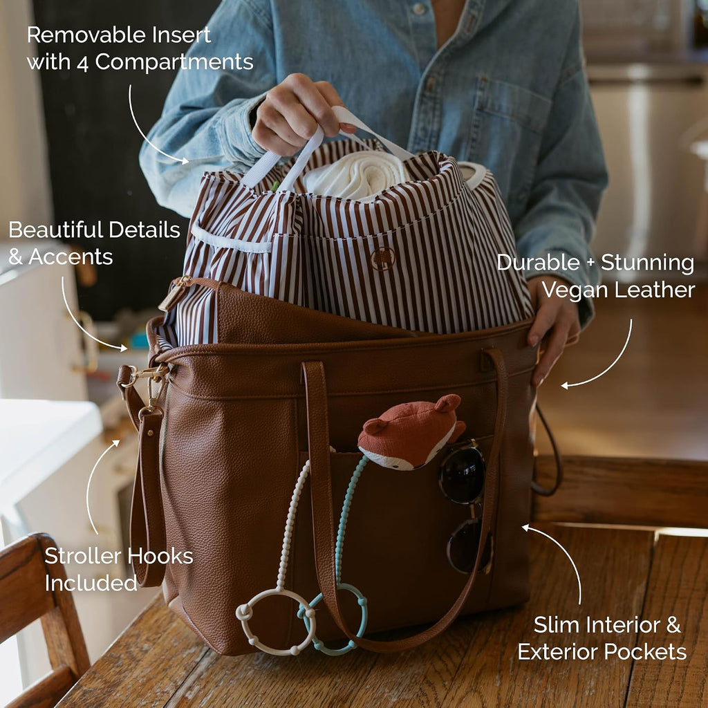 Diaper Bag Tote, Vegan Leather Diaper Bag Purse & Insert