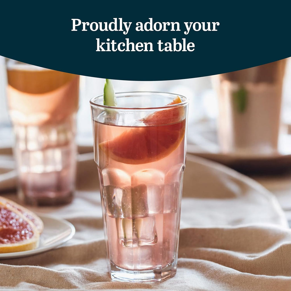 Gibraltar 16 oz Glass Tumbler, Iconic Heavy Base Glass Drinking Glasses Set of 12, Dishwasher Safe Drinkware Set of 12