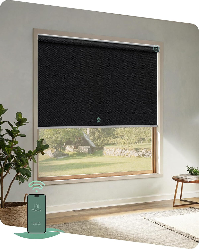 Motorized Blinds App Control, Linen Beige, | Automatic Rolle - Ape Black