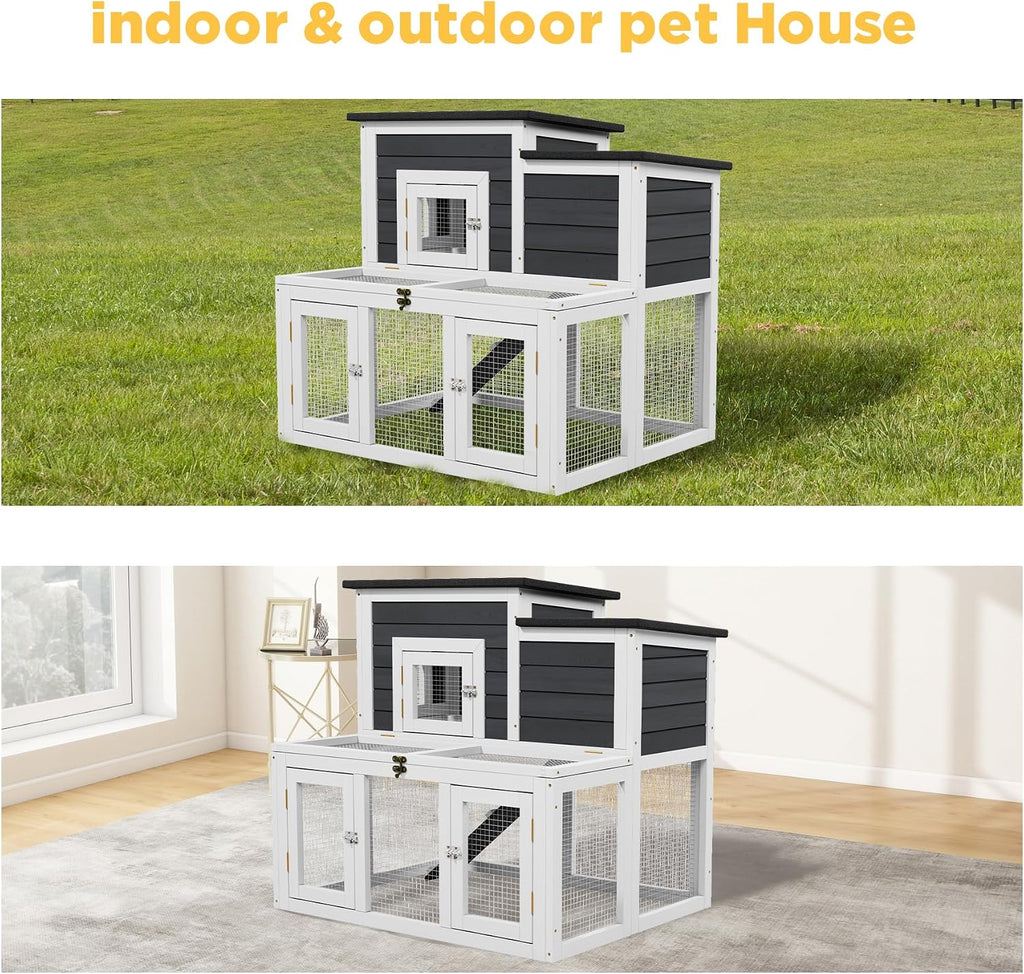 Outdoor Cat Condo Wooden Cat Enclosure, Feral & Stray Cat