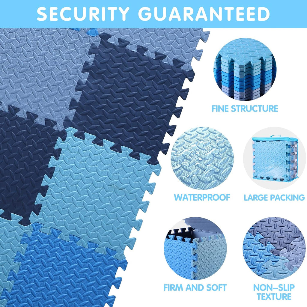 16 Tiles Foam Play Mat, Soft & Safe EVA Foam Mats for Floor, Square Play Mat, Kids Foam Puzzle Floor Mat, 47x47 Play