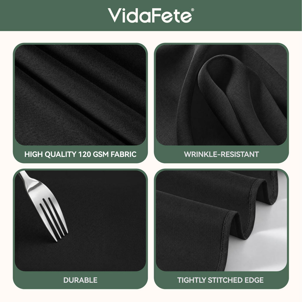 Classic Series 6 Pack 108inch Polyester Round Table Cloth, Black