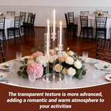 5Pcs Acrylic Candelabra 5 Arms Clear Candle Holder, Elegant Candlestick Holders for Table Centerpieces, Dining Room