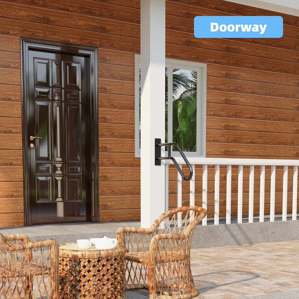 Handrails for Outdoor Steps Wall Mount, Railings for 1-3 Steps, U-Shaped Handrail with Matte Black Finished, Stair