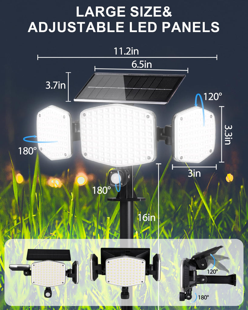 Solar Motion Sensor Outdoor Lights with Stakes, 2 Pack