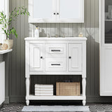 Bathroom Vanity with Sink, 30" Vanity with Storage, Modern Bath Room Sink Cabinet with 2 Drawers and 2 Cabinets, Solid Wood Frame BathroomVanity, Single Bathroom Vanity with Shelf, White A133-B0DW44457C