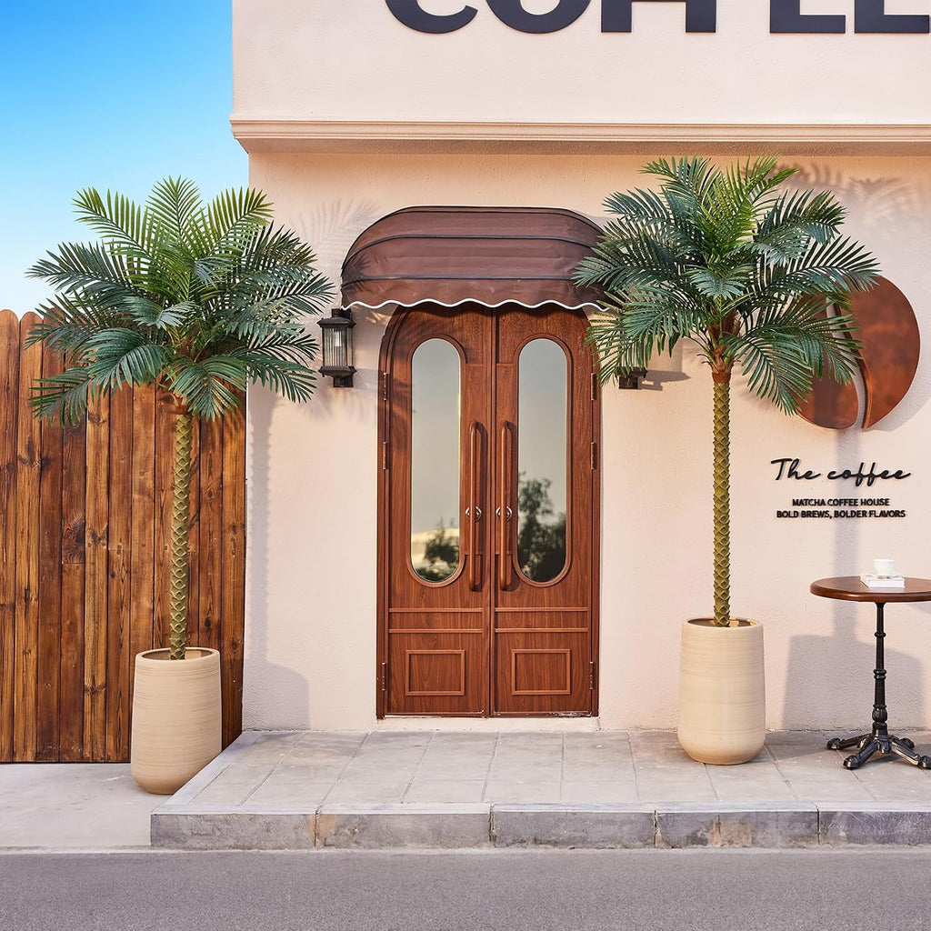 9ft Artificial Palm Trees, UV Resistant, Set of 2