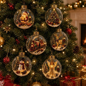 Glowing Christmas Story Ornament, Light-Up Mini Holiday Scene with Warm LED Light Decor, Festive Keepsake Gift