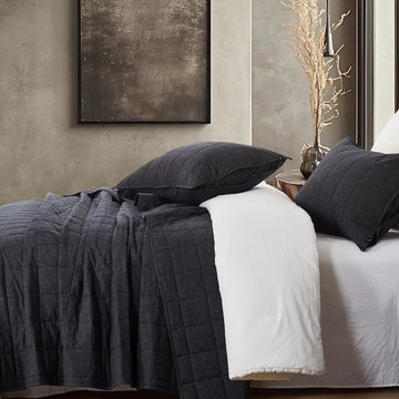 Midnight Pinstripe Quilt 3 Pieces Cotton Quilt