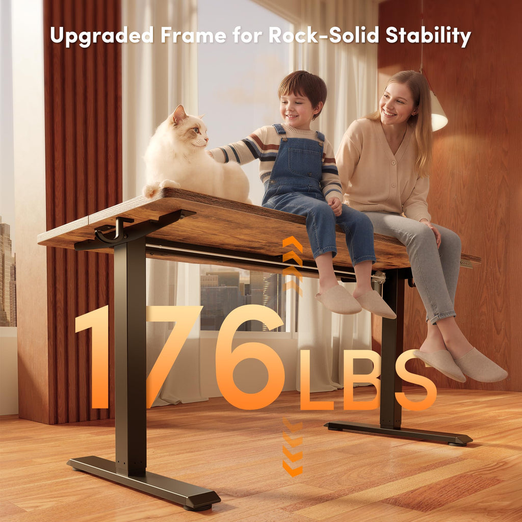 Standing Desk 48 × 24 Inch Electric Height Adjustable, Rustic Brown