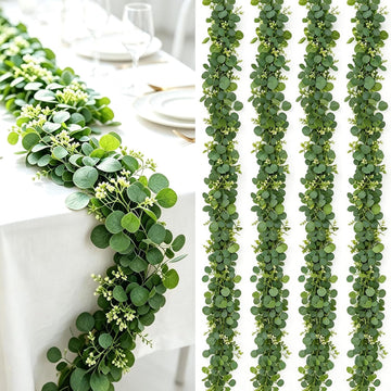 Faux Eucalyptus Garland Artificial Greenery Vine (Eucalyptus) - Set of 4