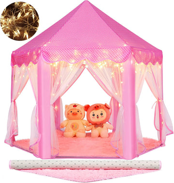 Princess Tent Girls Large Playhouse Kids Castle Play Tent with Star Lights Toy for Children Indoor and Outdoor Games