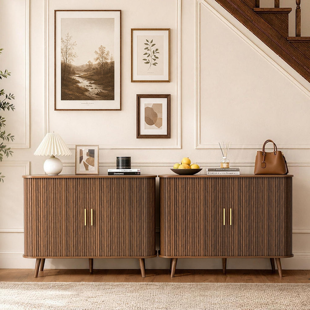 40" Sideboard Buffet Cabinet with Storage & Sliding Door, Walnut