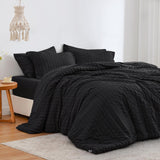 Love's cabin Seersucker Black King Comforter Set