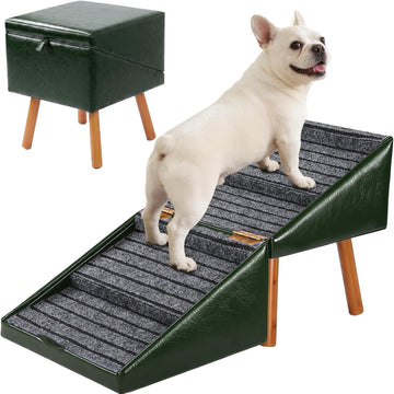 Dog Stairs for Small Dogs Foldable Dog Steps and Faux Leather Ottoman