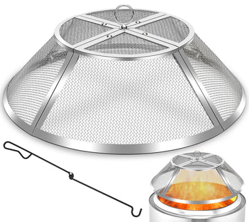 Pit Spark Screen for Bonfire Shield 19.5inch, Stainless Steel Fire Pit Spark Cover Protector for Solo Bonfire, Fire