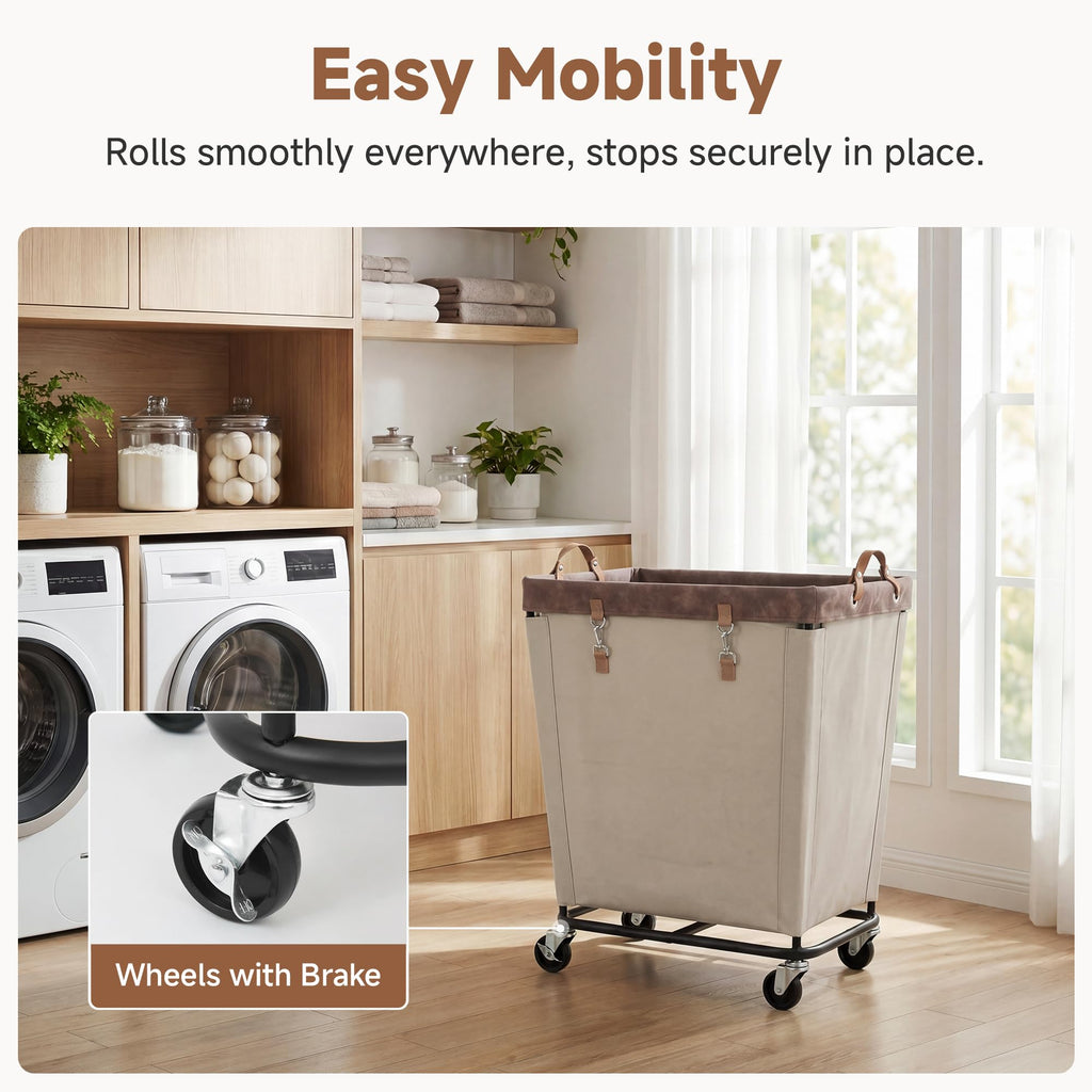 210L Laundry Basket with Wheels, Rolling Hampers for Clothing