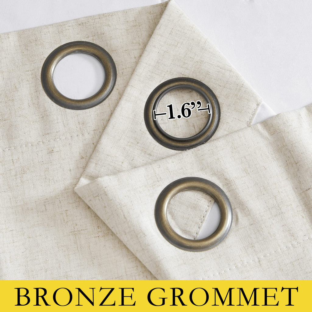 Natural Linen 100% Blackout Curtains 120 inches Length 2 Panels Set with Thermal Insulated Liners, 52" Width
