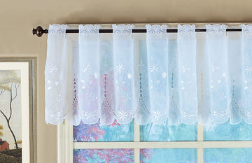 Sorento Embroidered Sheer Valance 13", White, 59"W x 13"L