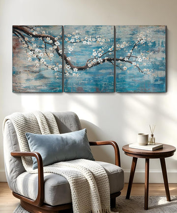 3 Piece Wall Art Hand-Painted Framed Flower Oil Painting On Canvas Gallery Wrapped Modern Floral Artwork Bedroom