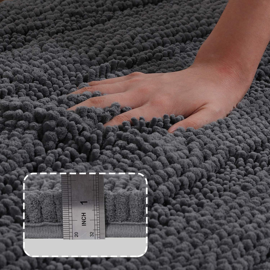 Bathroom Rug 20"x32", Soft Absorbent Chenille Bath Rug, Gray