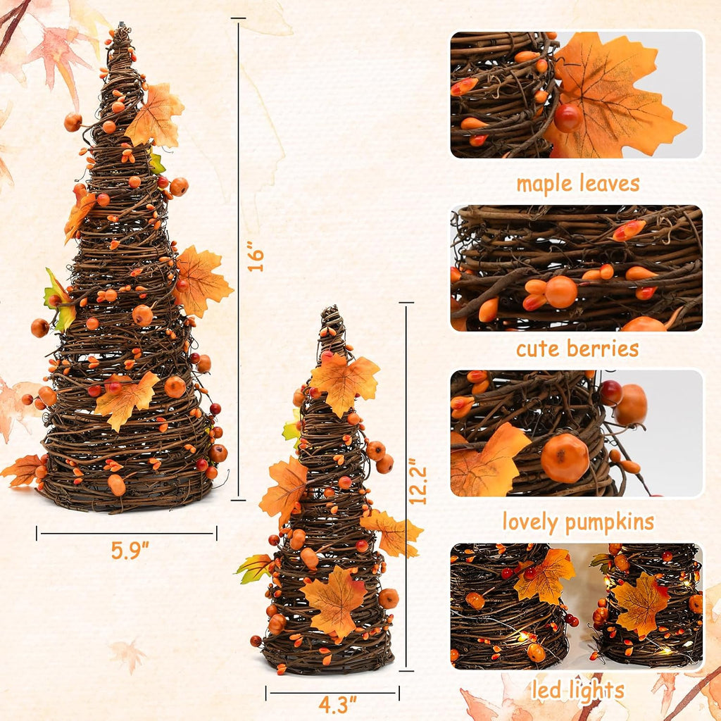 Fall Decor, Fall Tabletop Trees, Lighted Pumpkin Thanksgiving Decorations