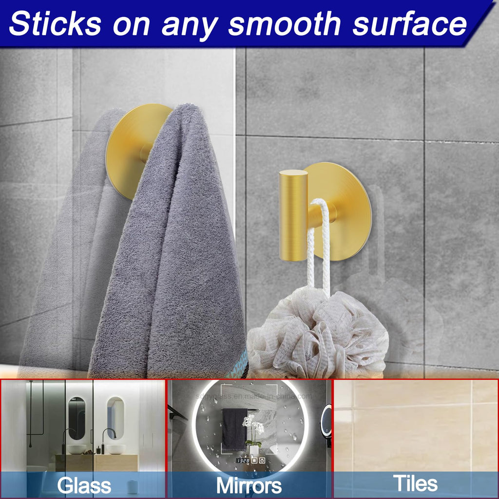 Wall Towel Hooks, Adhesive Hooks for Coat Waterproof Shower Hook