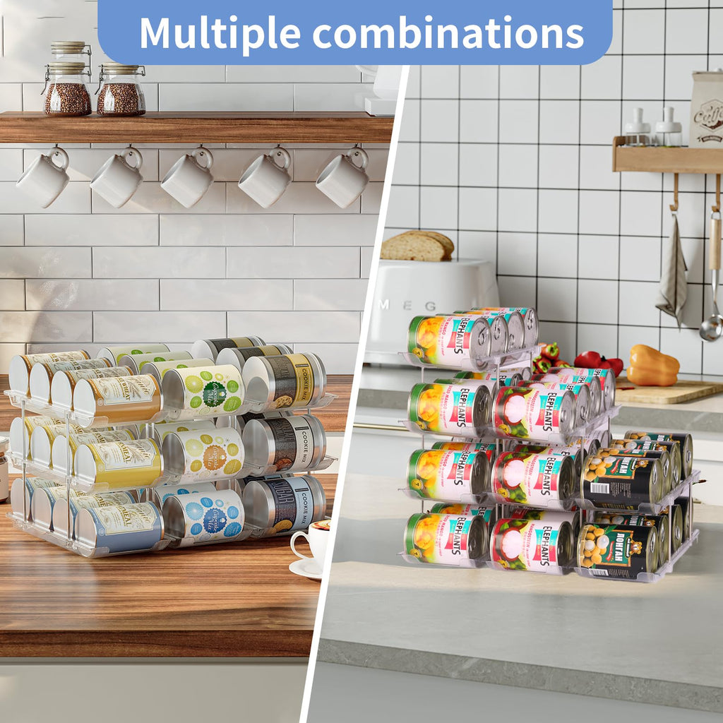Can Organizer for Pantry, 3-Tier Stackable Can Dispenser Rack