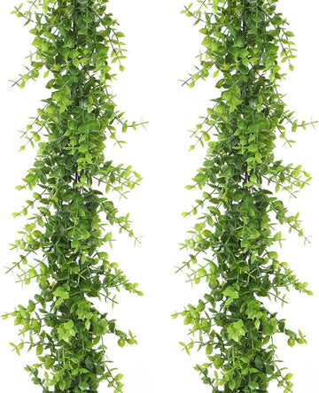 Eucalyptus Garland 12Ft Fake Vines Artificial Greenery Garland - Set of 2