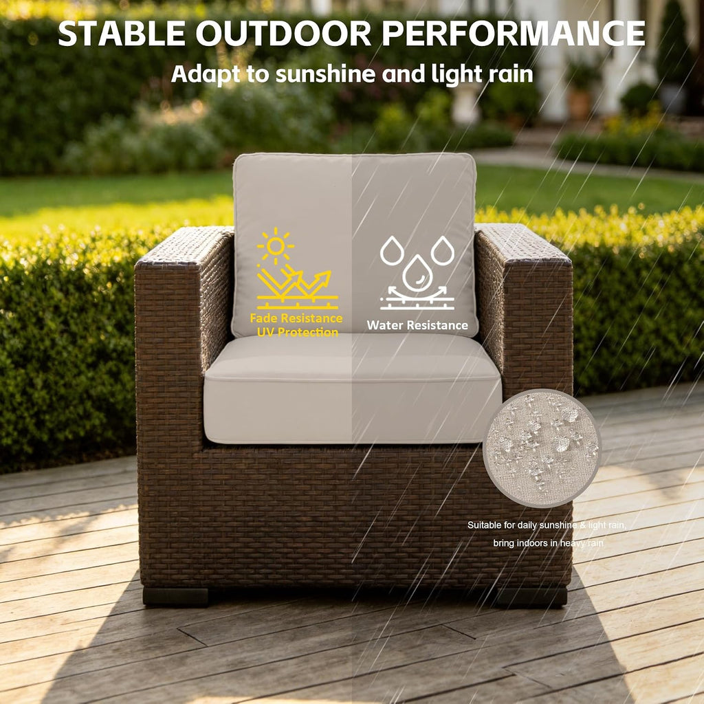 24x24 Inch Outdoor Deep Seat Cushions Set of 2, Curved Back Cover Only, Flat Thick High-Density Foam