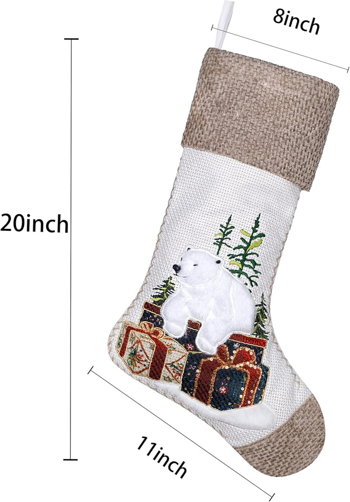 New Christmas Stockings Pack 20" Large Rustic Traditional Holiday Fireplace Hanging Decorations Classic - Set of 4