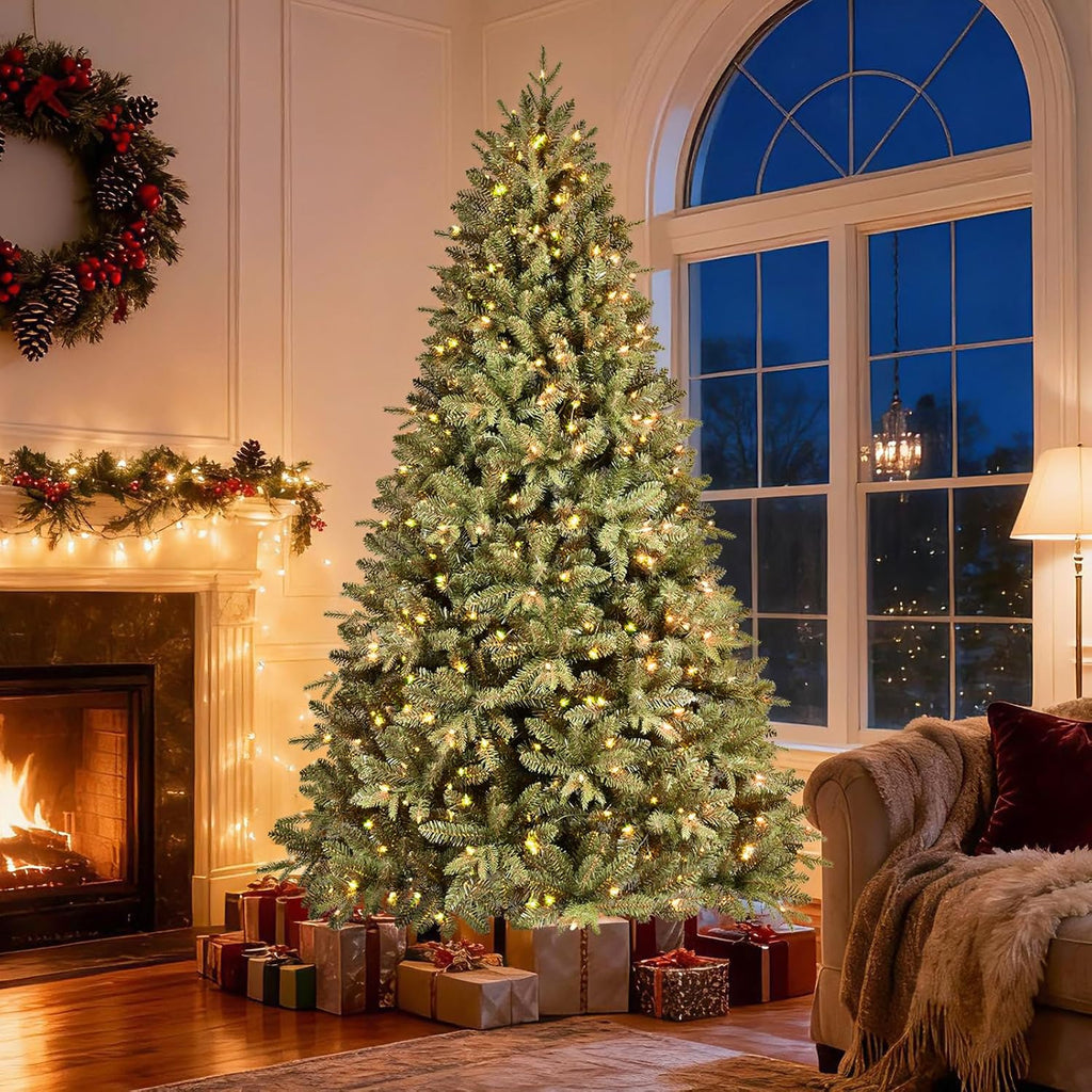7.5FT Prelit Artificial Christmas Tree, 2652PE/PVC Tips, 550Lights | Warm White Incandescent Lights, Full Realistic