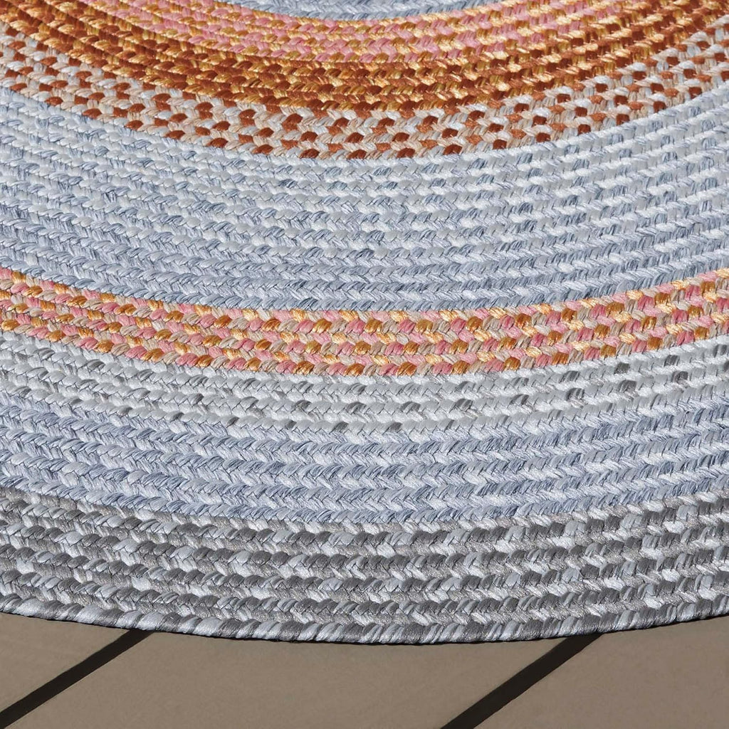 Braided Indoor/Outdoor Washable Oval Rug, Grey & Rust BRD314G