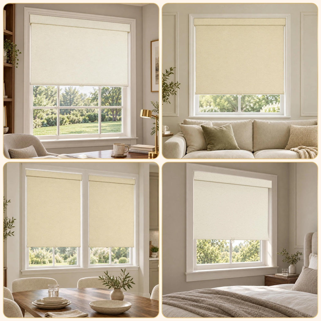 Cordless Blackout Roller Shades, Cream