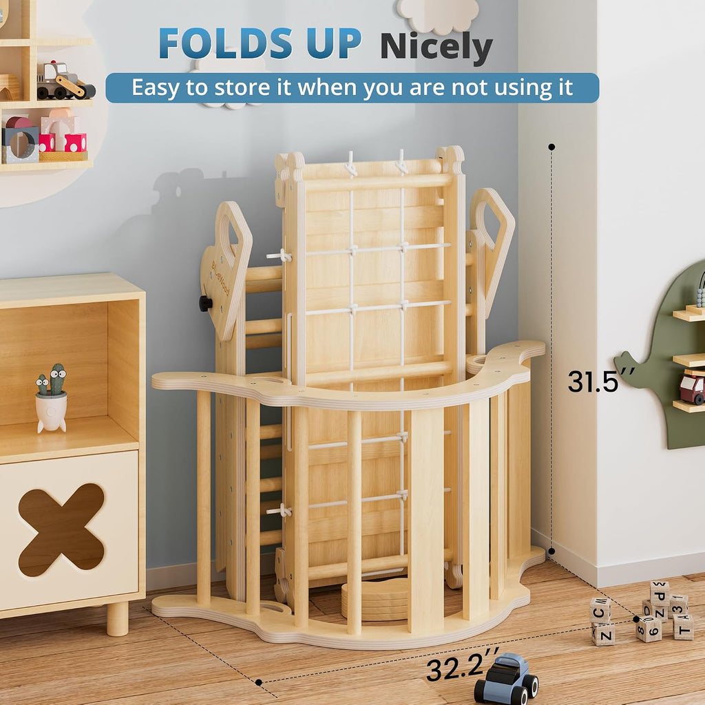 In-1 Triangle Set, Climbing Toys for Kids Natural Rustic