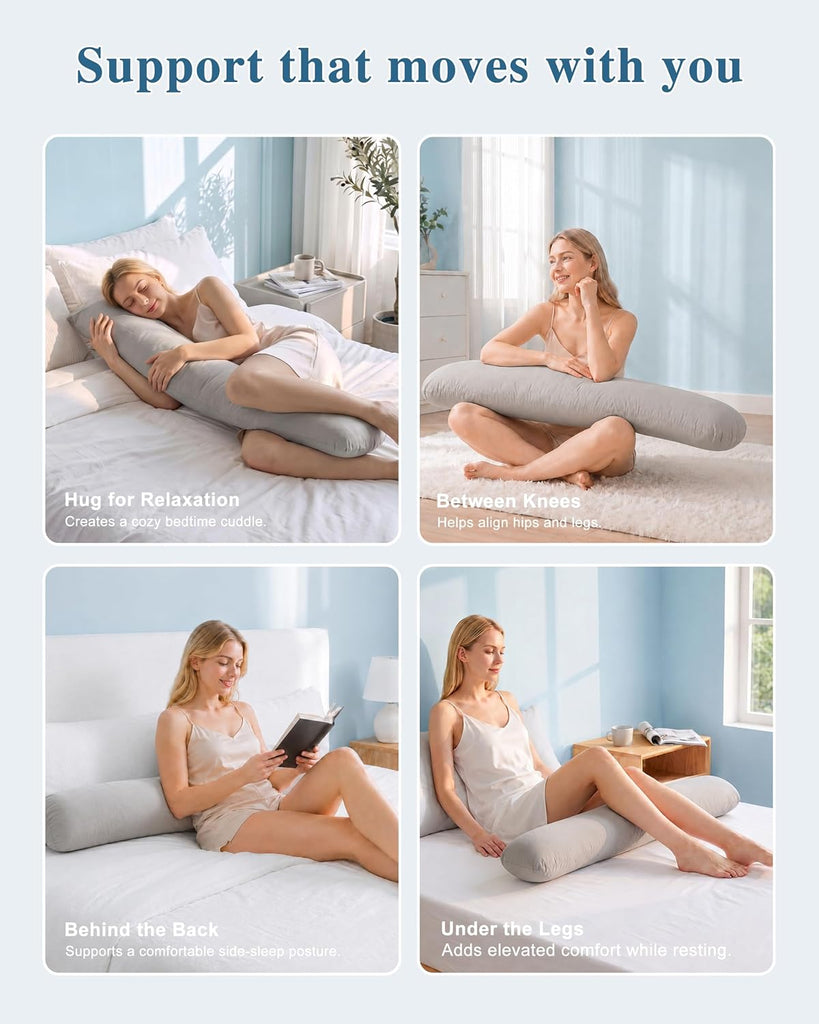Weighted Body Pillow 6.5lbs Cooling Body Pillow (41" x 10") | Filled with Glass Beads Support for Deeper Sleep &